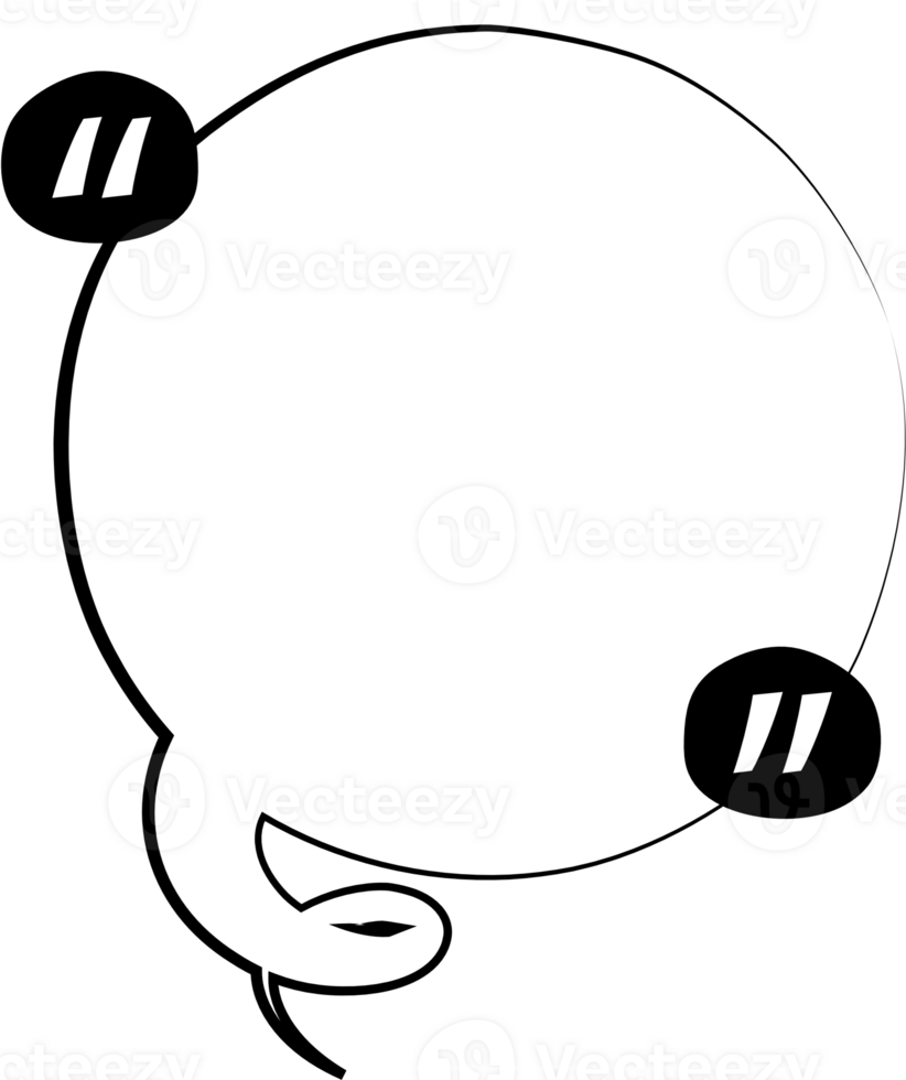 Black and white speech bubble balloon with quotation marks, icon sticker memo keyword planner text box banner, flat png transparent element design