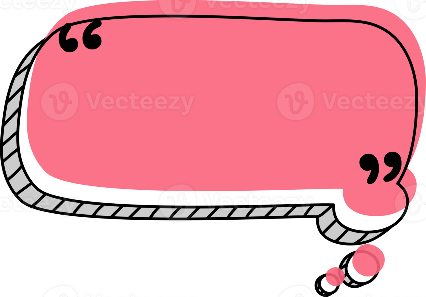 3d pink color speech bubble balloon with quotation marks icon sticker memo keyword planner text box banner, flat png transparent element design