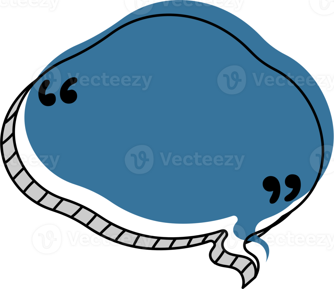 3d blue color speech bubble balloon with quotation marks icon sticker memo keyword planner text box banner, flat png transparent element design