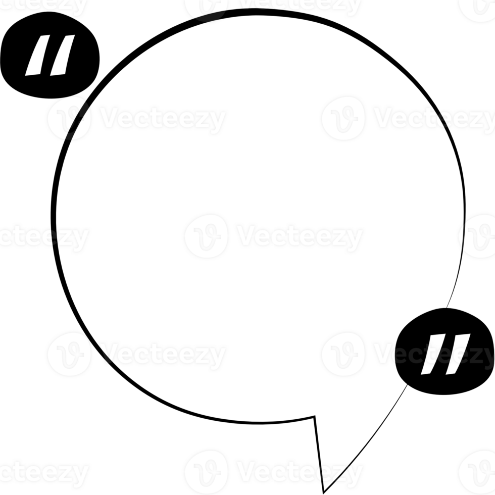Black and white speech bubble balloon with quotation marks, icon sticker memo keyword planner text box banner, flat png transparent element design