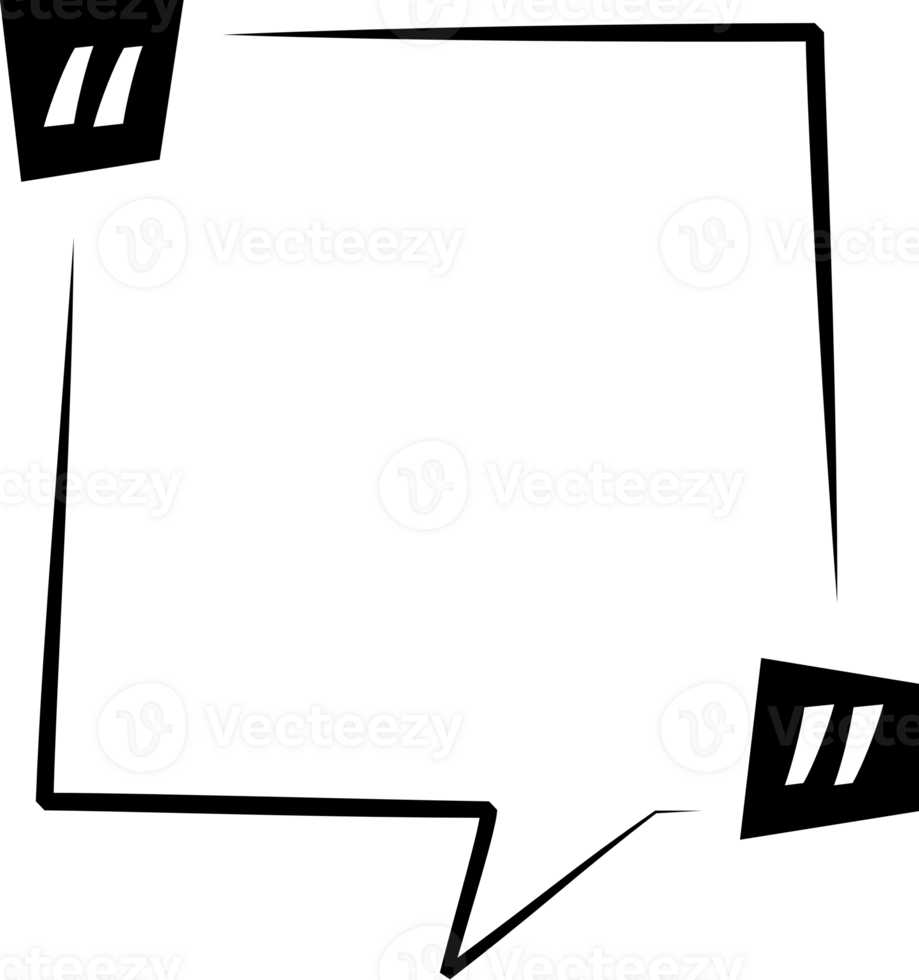 Black and white speech bubble balloon with quotation marks, icon sticker memo keyword planner text box banner, flat png transparent element design