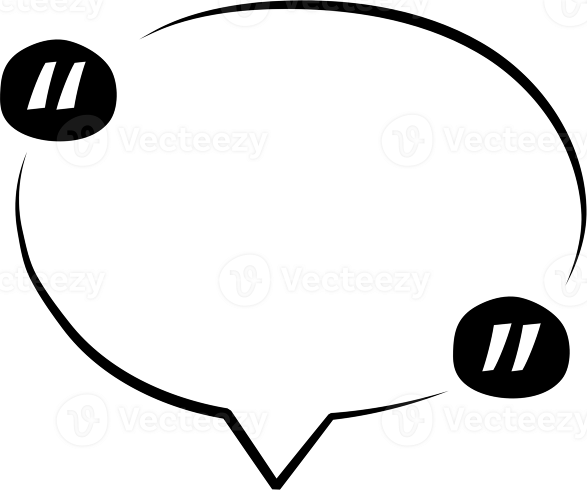 Black and white speech bubble balloon with quotation marks, icon sticker memo keyword planner text box banner, flat png transparent element design
