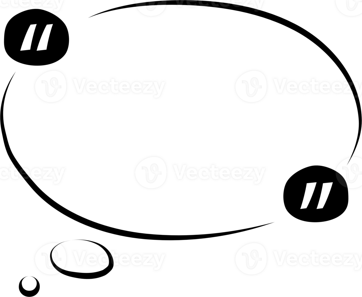 Black and white speech bubble balloon with quotation marks, icon sticker memo keyword planner text box banner, flat png transparent element design