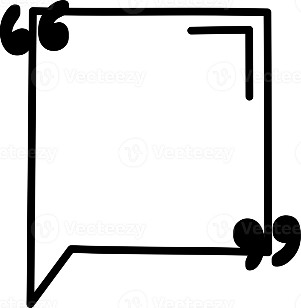 Black and white speech bubble balloon with quotation marks, icon sticker memo keyword planner text box banner, flat png transparent element design