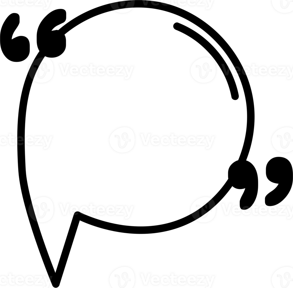 Black and white speech bubble balloon with quotation marks, icon sticker memo keyword planner text box banner, flat png transparent element design