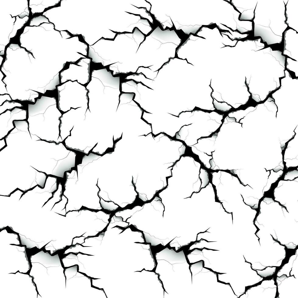 Abstract crack effect background. Crack pattern illustration isolated white background. Marble effect with shadow vector
