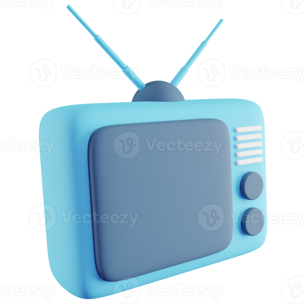 3D Illustration of Blue Tv png