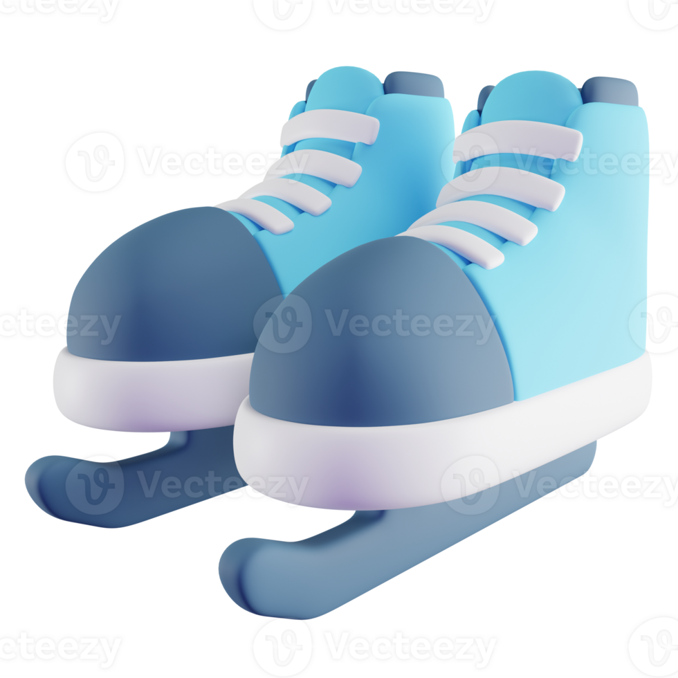 3D Illustration of Blue Ice Skate png