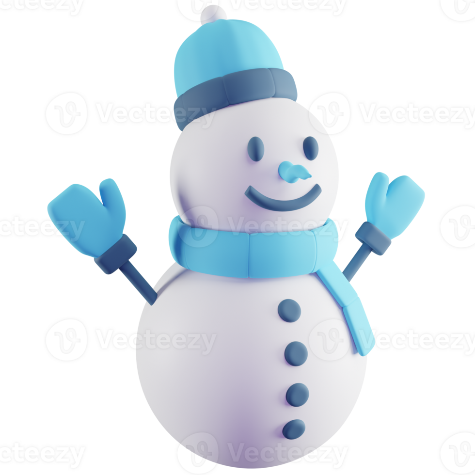 3D Illustration of Blue Snowman png