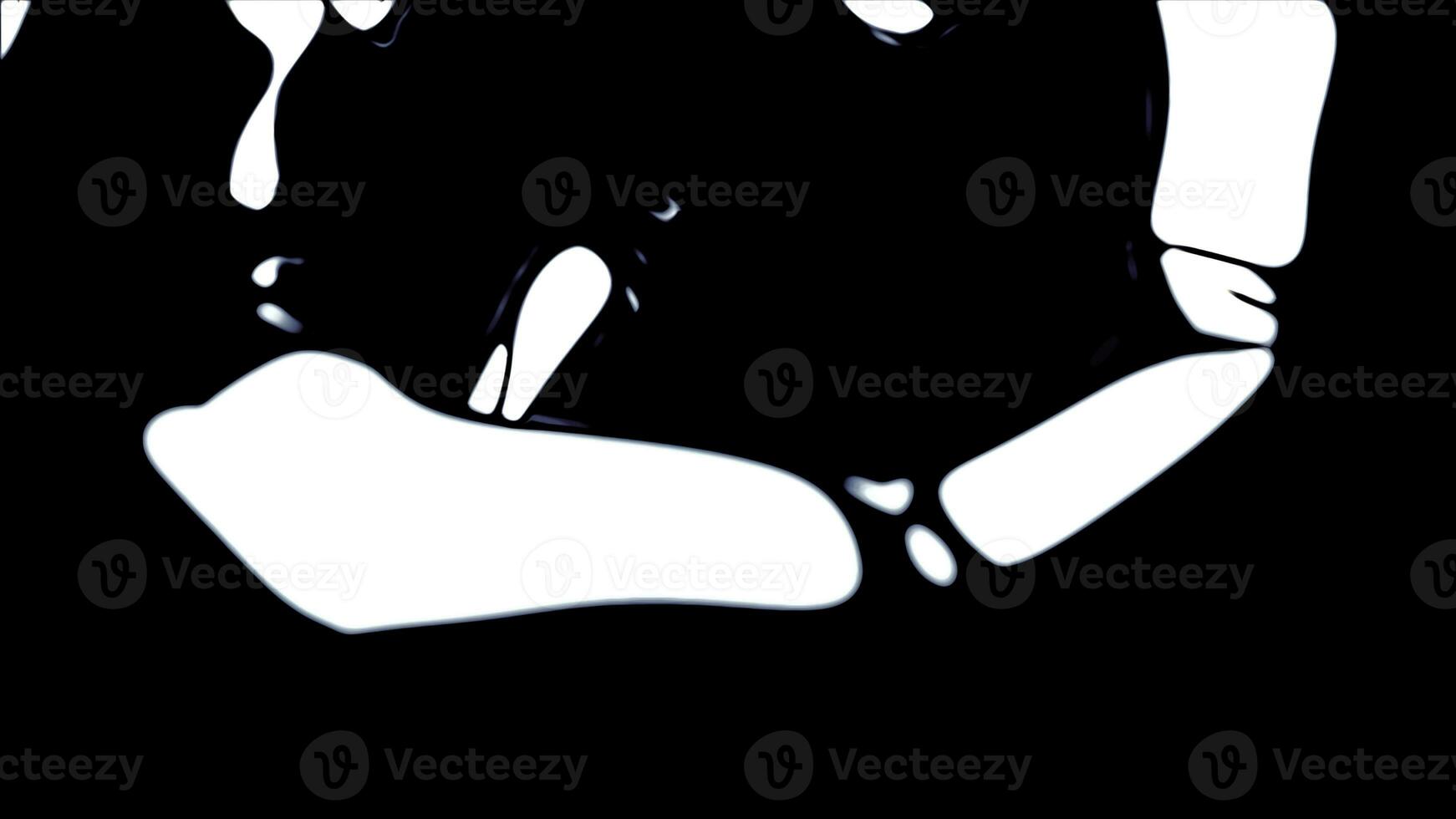 Black background with yellow and white backlight. Design. Blurry dark paint with light made in 3D format. photo
