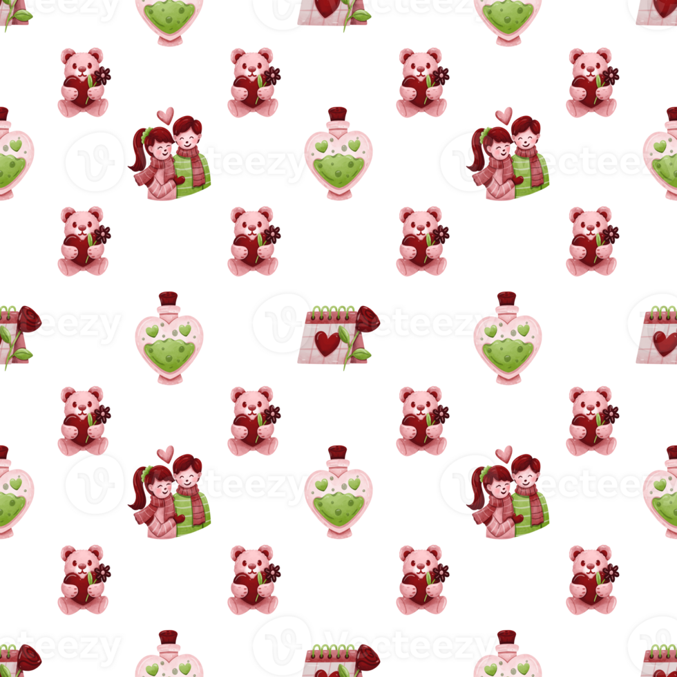 Watercolor Valentine's Day Seamless Pattern png