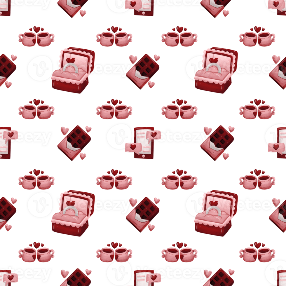 Watercolor Valentine's Day Seamless Pattern png