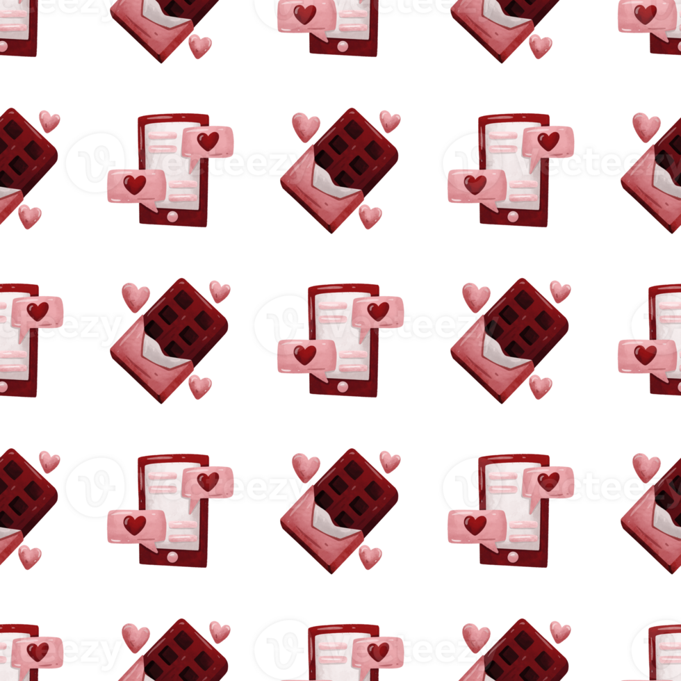 Watercolor Valentine's Day Seamless Pattern png