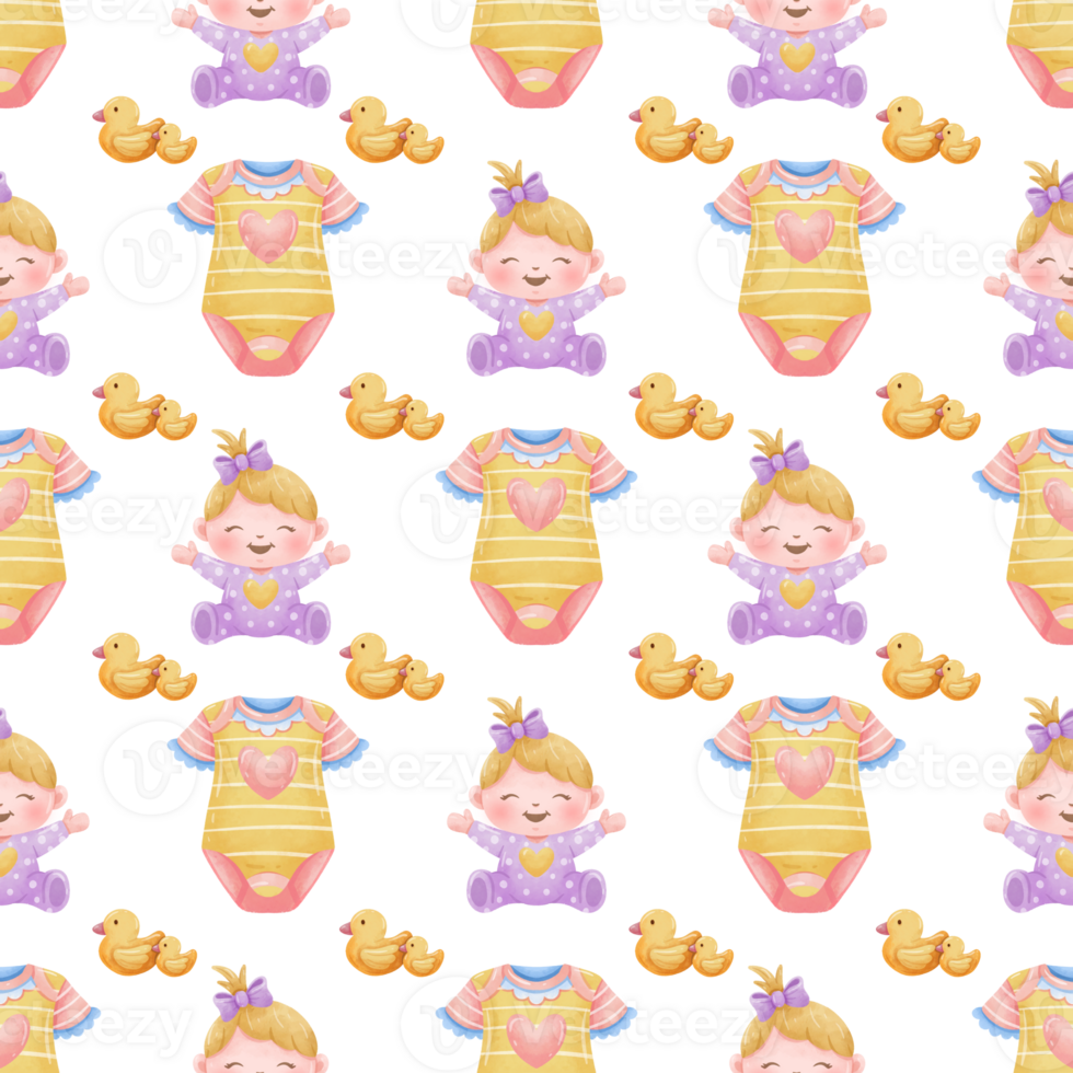 Watercolor Baby Shower Seamless Pattern png