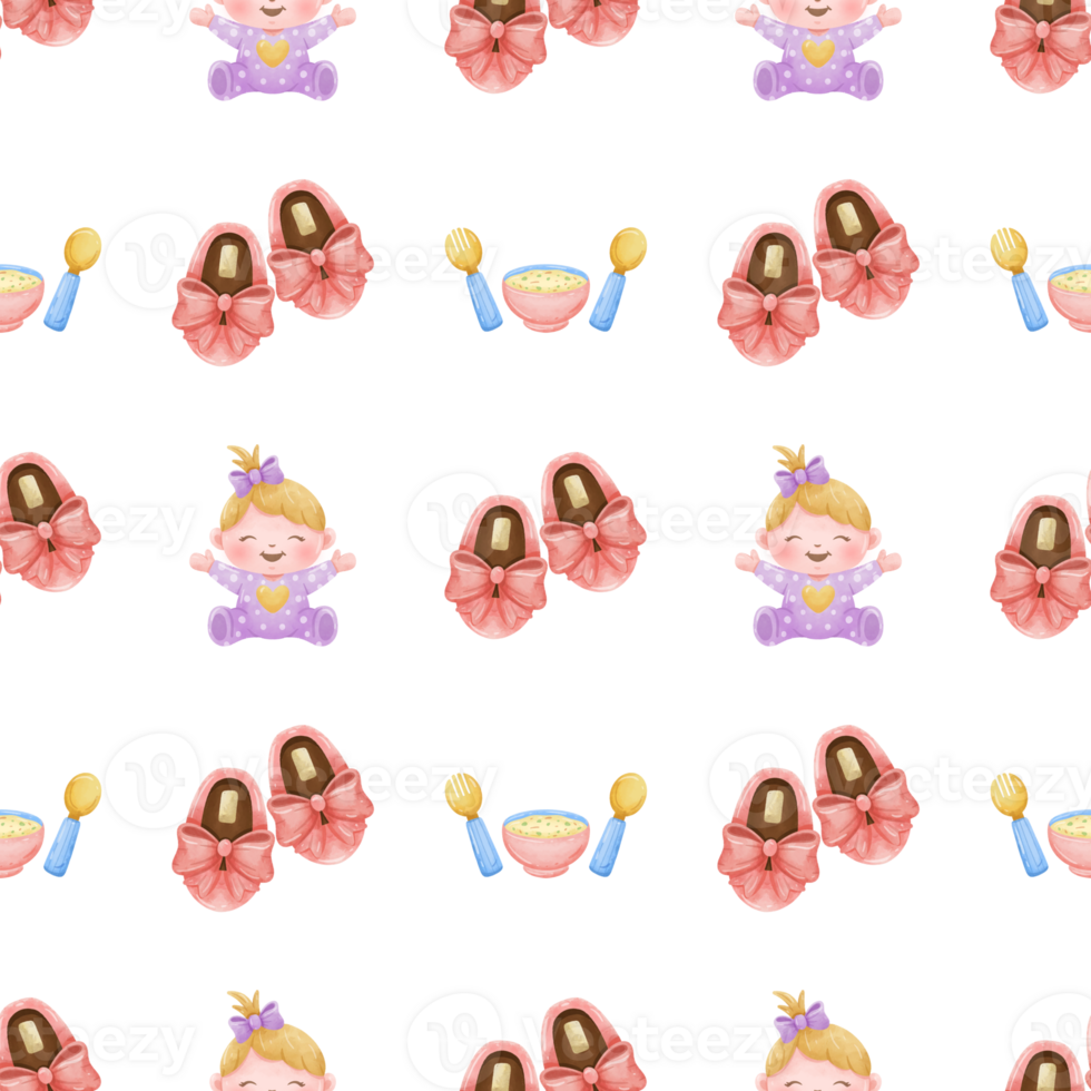Watercolor Baby Shower Seamless Pattern png