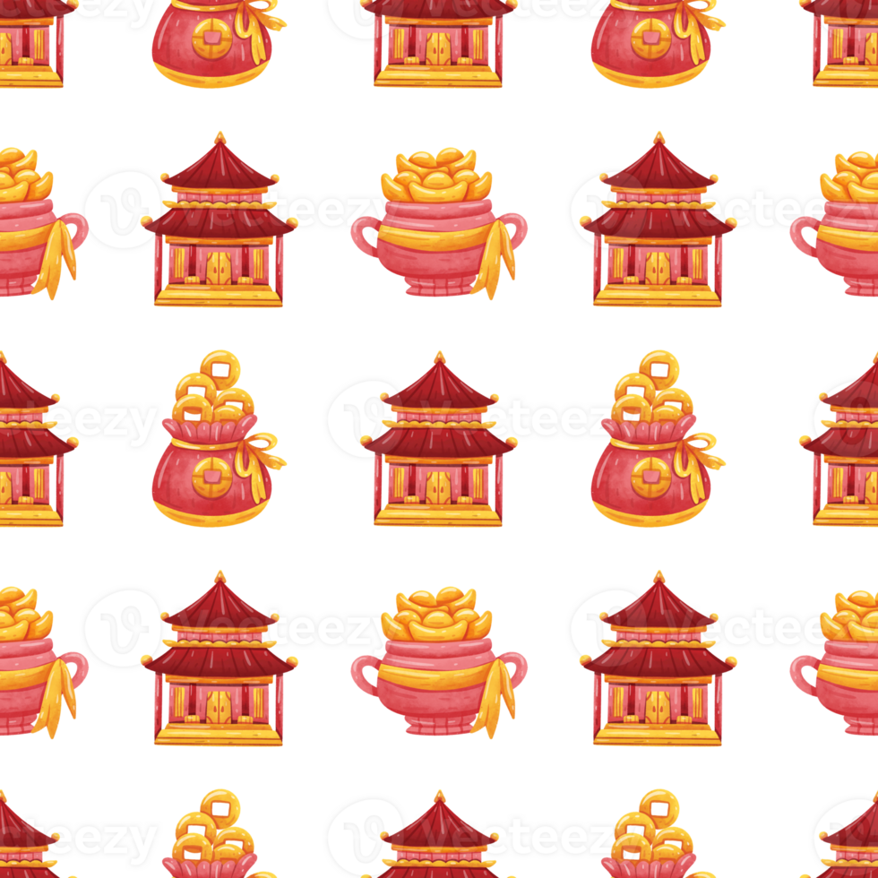 watercolor chinese new year's day seamless pattern 37051937 PNG