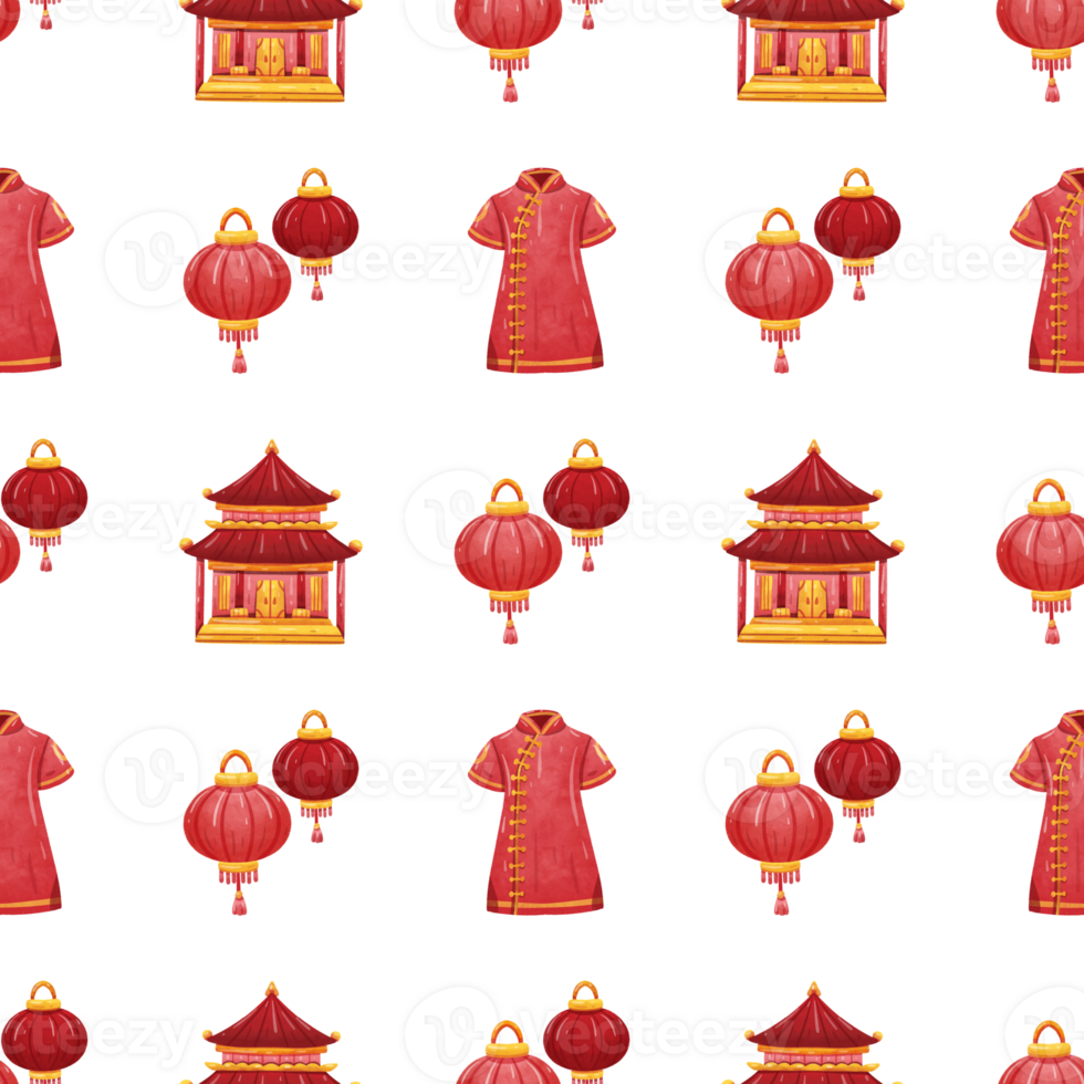 watercolor chinese new year's day seamless pattern 37051945 PNG