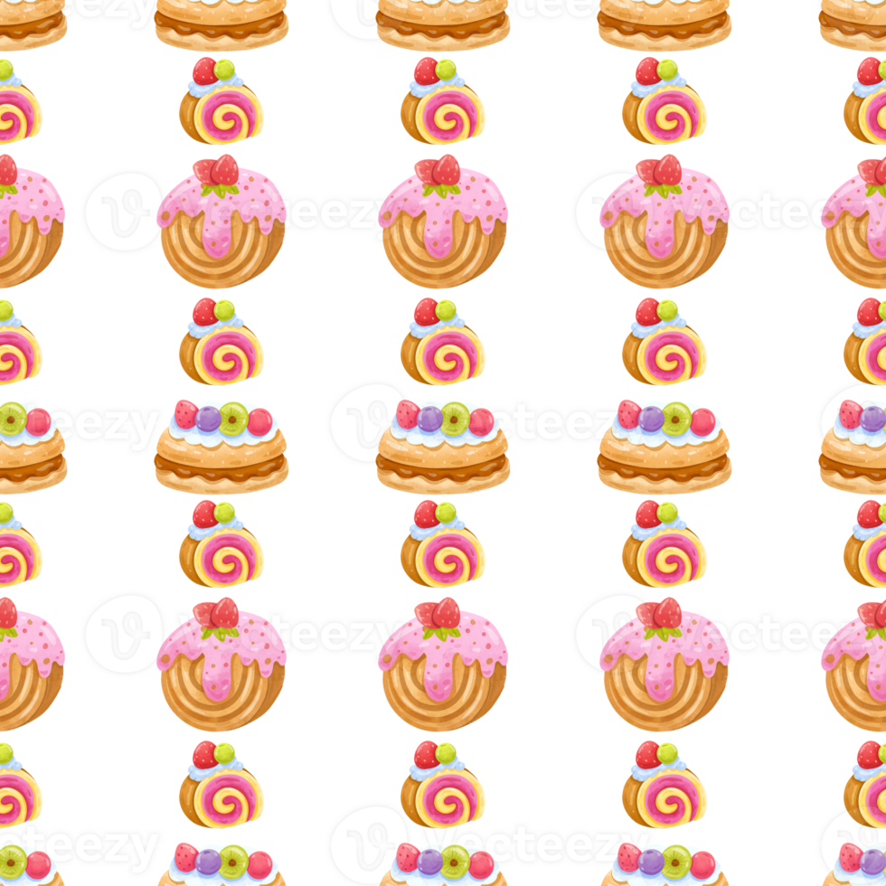 Seamless pattern cake watercolor png