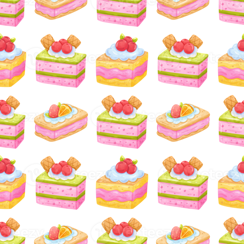 Seamless pattern cake watercolor png