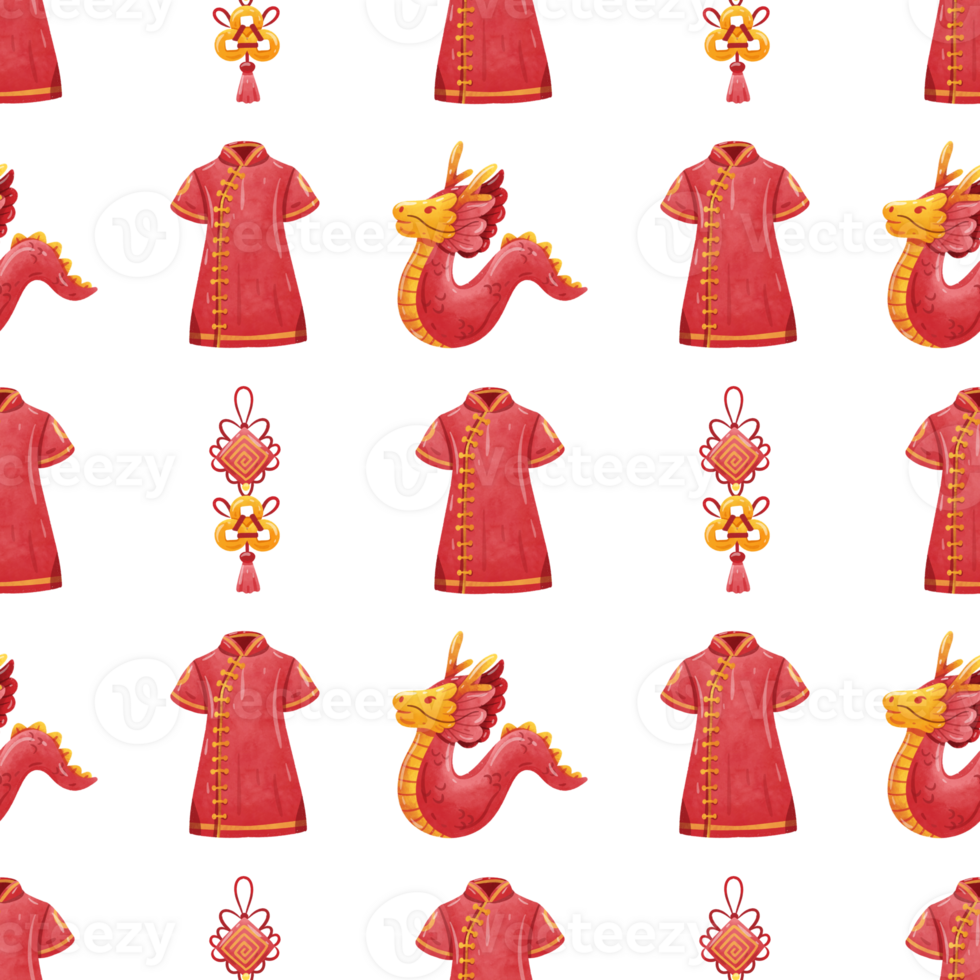 watercolor chinese new year's day seamless pattern 37051952 PNG