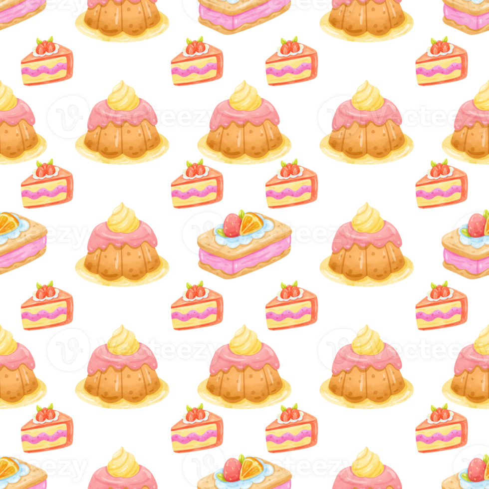 Seamless pattern cake watercolor png