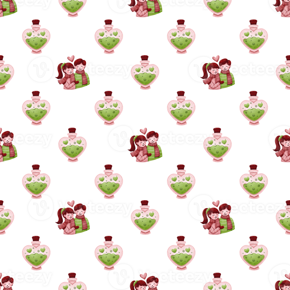 Watercolor Valentine's Day Seamless Pattern png