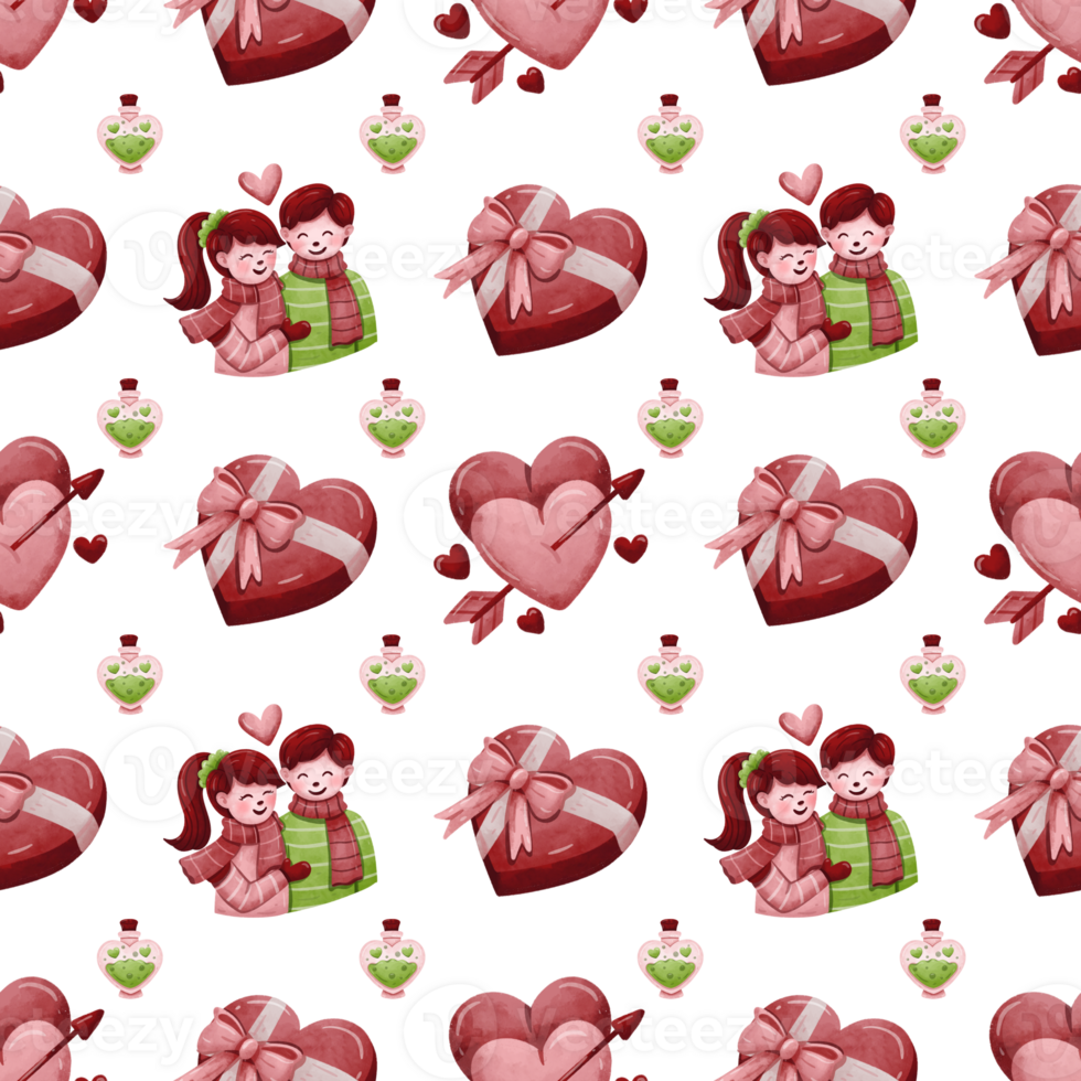 Watercolor Valentine's Day Seamless Pattern png