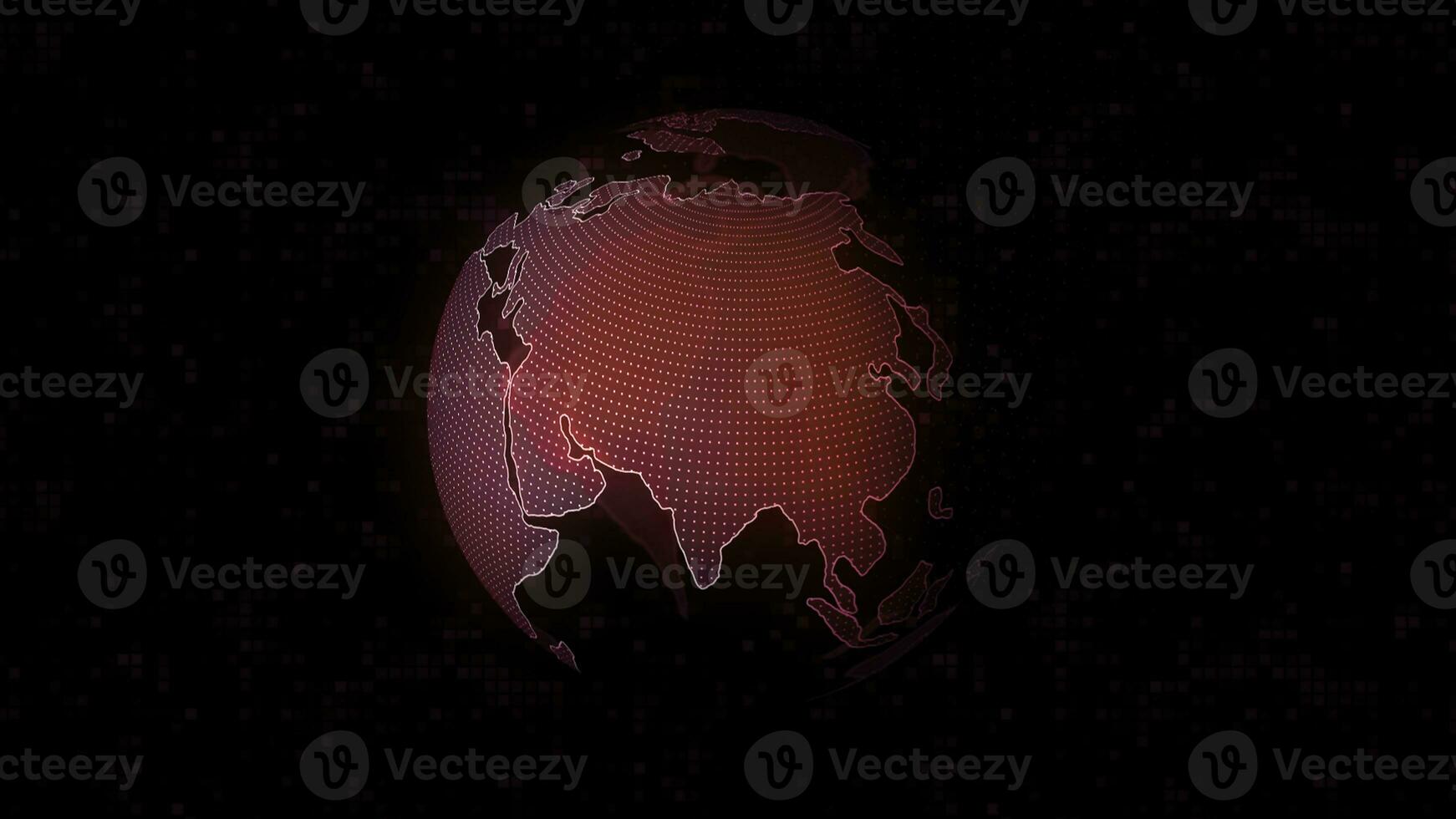 Looped digital pink rotating globe of Earth silhouette isolated on a black background. Motion. 3D animation of space with digital world map background for news . photo