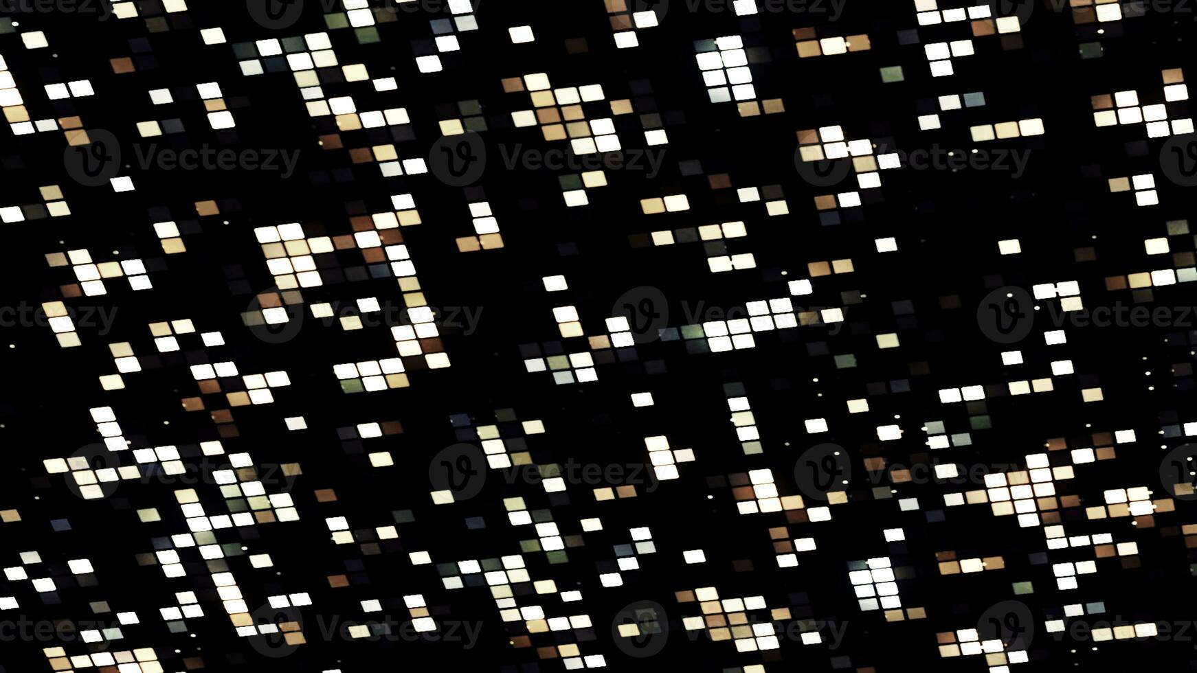 Abstract field of blinking rows of tiny squares on a black background. Motion. Small particles shimmering pattern. photo