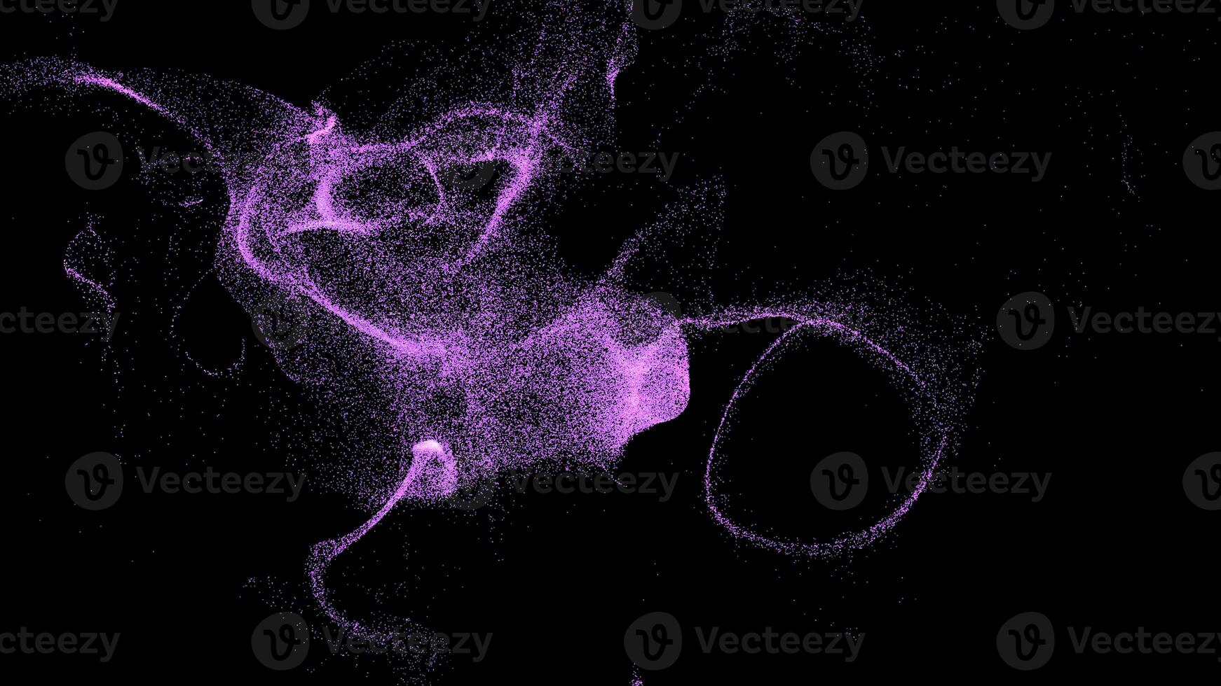 Black background.Motion. Shiny pink and blue small particles in abstraction draw different patterns. photo