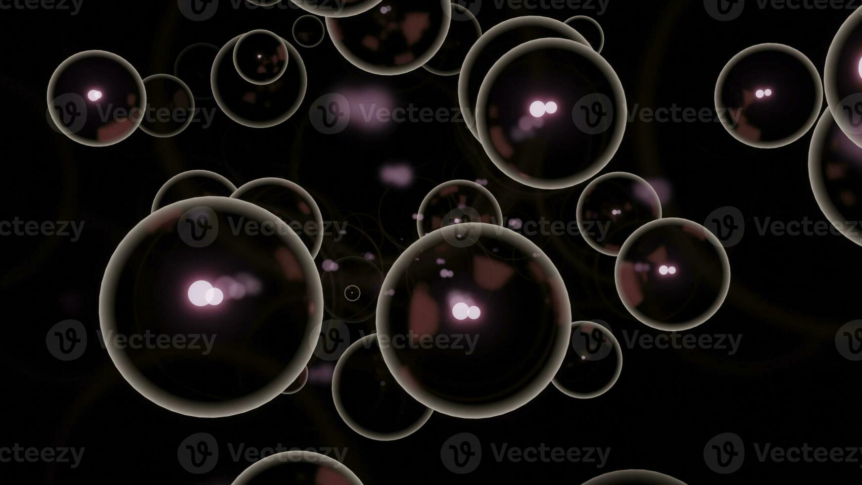 3d bubbles move in stream. Design. Large soap bubbles move in stream on black background. Colored bubbles move brilliantly in stream photo