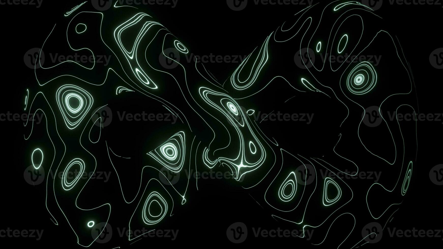 Bright big sparkling spring.Design.A black background with a transparent geometric figure in which turquoise shades shimmer in neon color, in animation. photo