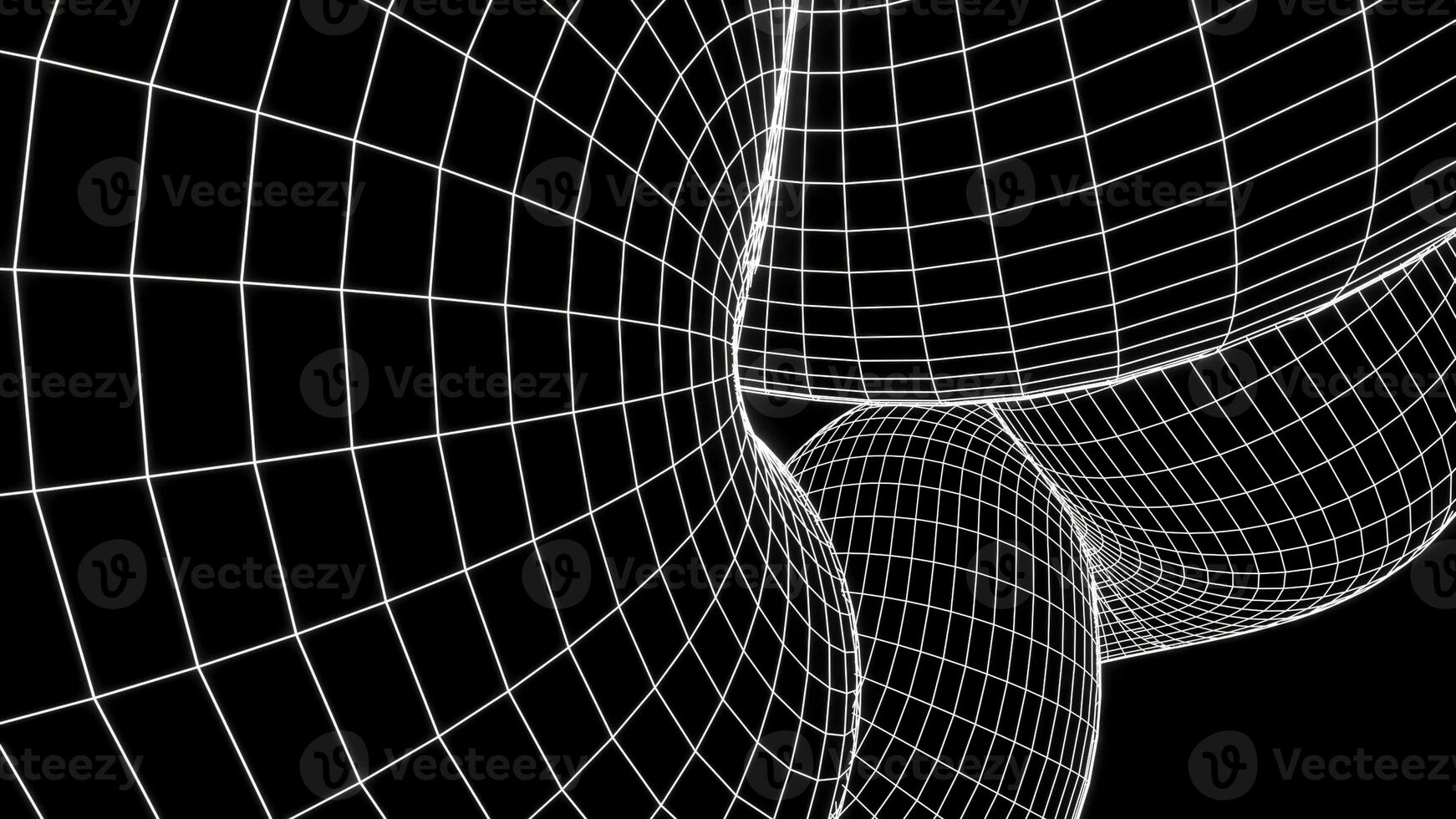 Monochrome surface of spacetime grid, seamless loop. Design. Black and white 3D flowing grid, scientific concept. photo