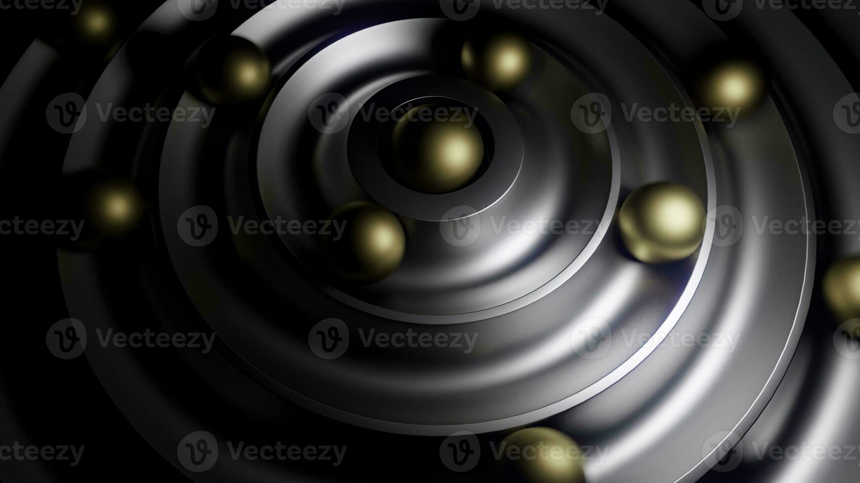 Small balls rolling through swirl maze viewed from top. Design. Relaxing background with moving spheres. photo