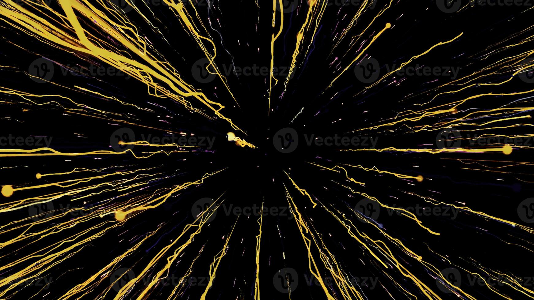 Abstract black hole absorbing light in outer space, 3D cosmic background. Motion. Beautiful flying rays of light. photo