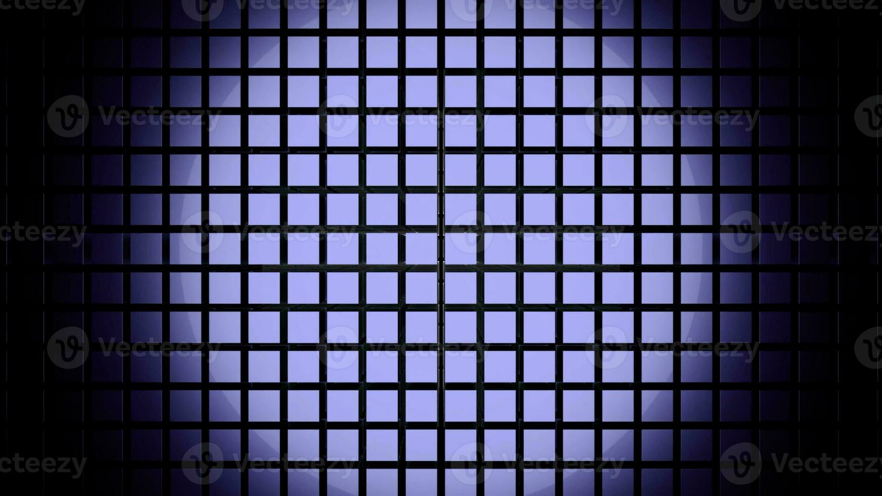 Abstract blue wall of same size squares with a vertical moving wave. Design. Cubic shaped background with a round light spot. photo
