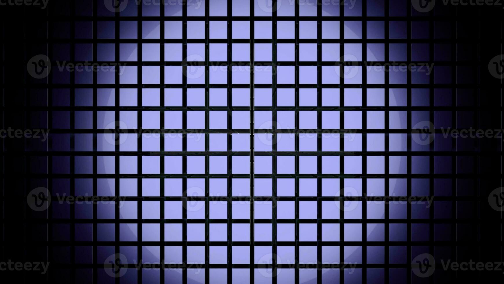 Abstract blue wall of same size squares with a vertical moving wave. Design. Cubic shaped background with a round light spot. photo