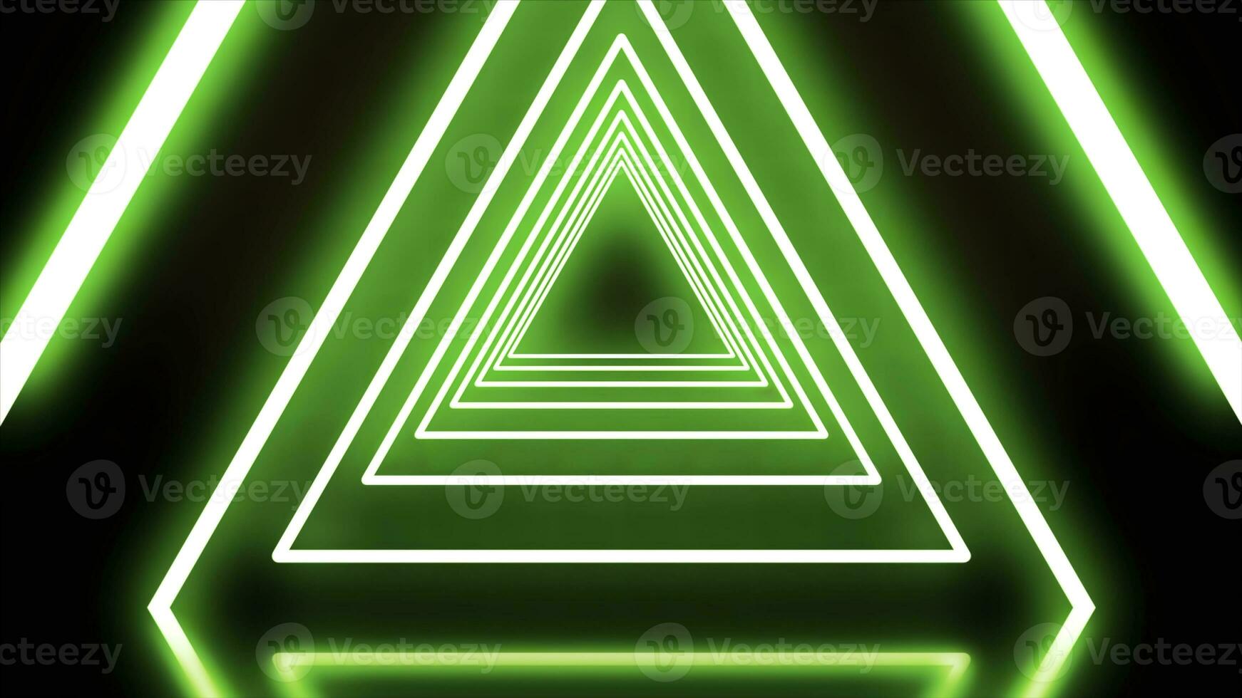 Amazing triangle tunnel with neon lnes. Animation art concept. photo