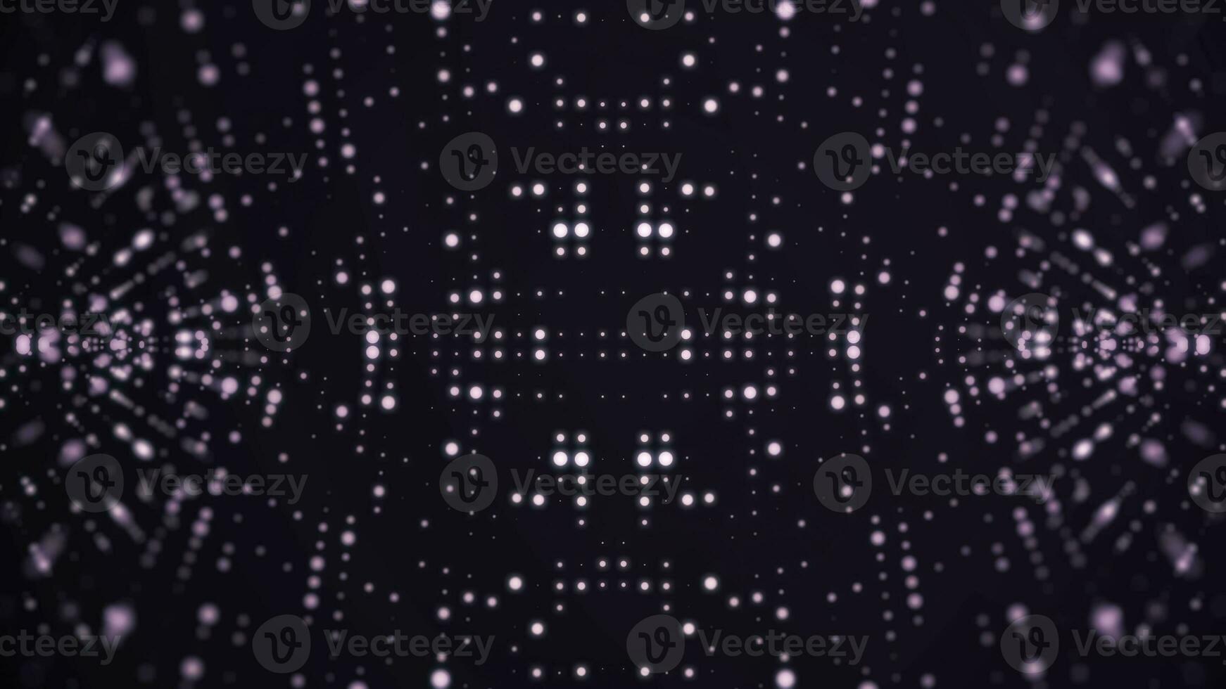 Moving Particle animation background. Flowing light dots on purple background. Concept of space photo