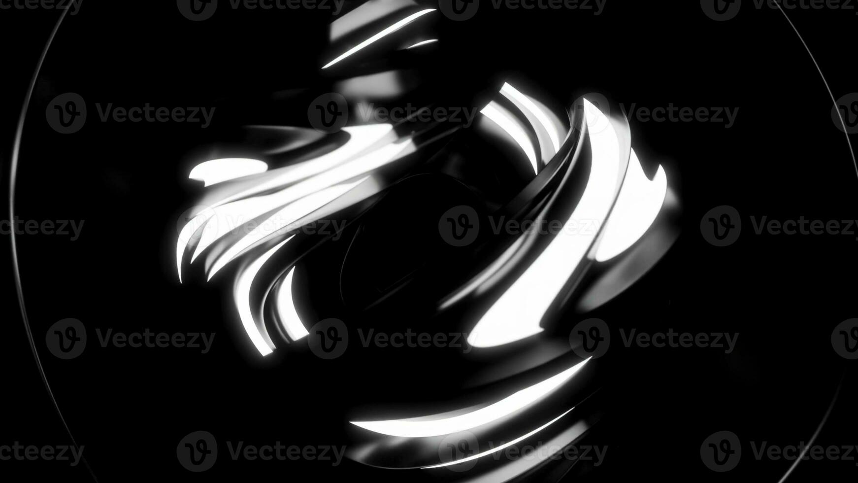 Futuristic 3d structure with rotating ball. Design. Neon lines glow in rotating abstract ball. Metal abstract ball rotates with neon lines photo