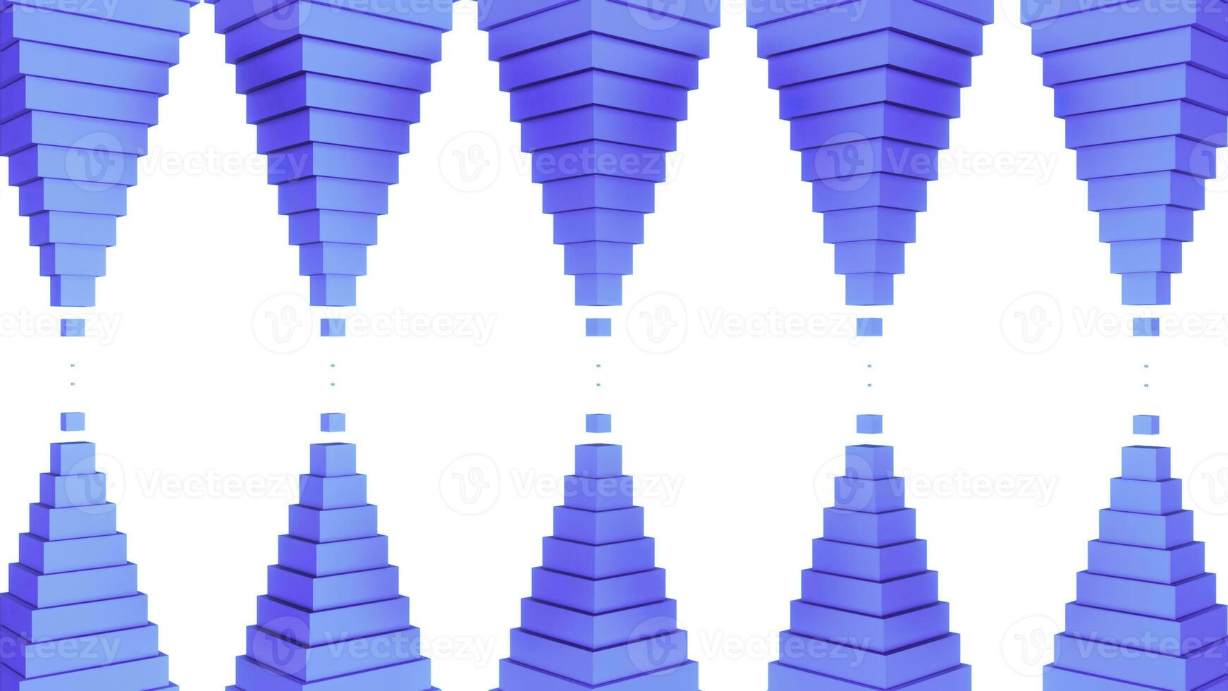 Optical illusion with pyramids moving towards each other's tops. Design. Blue and white seamless loop geometric pattern. photo