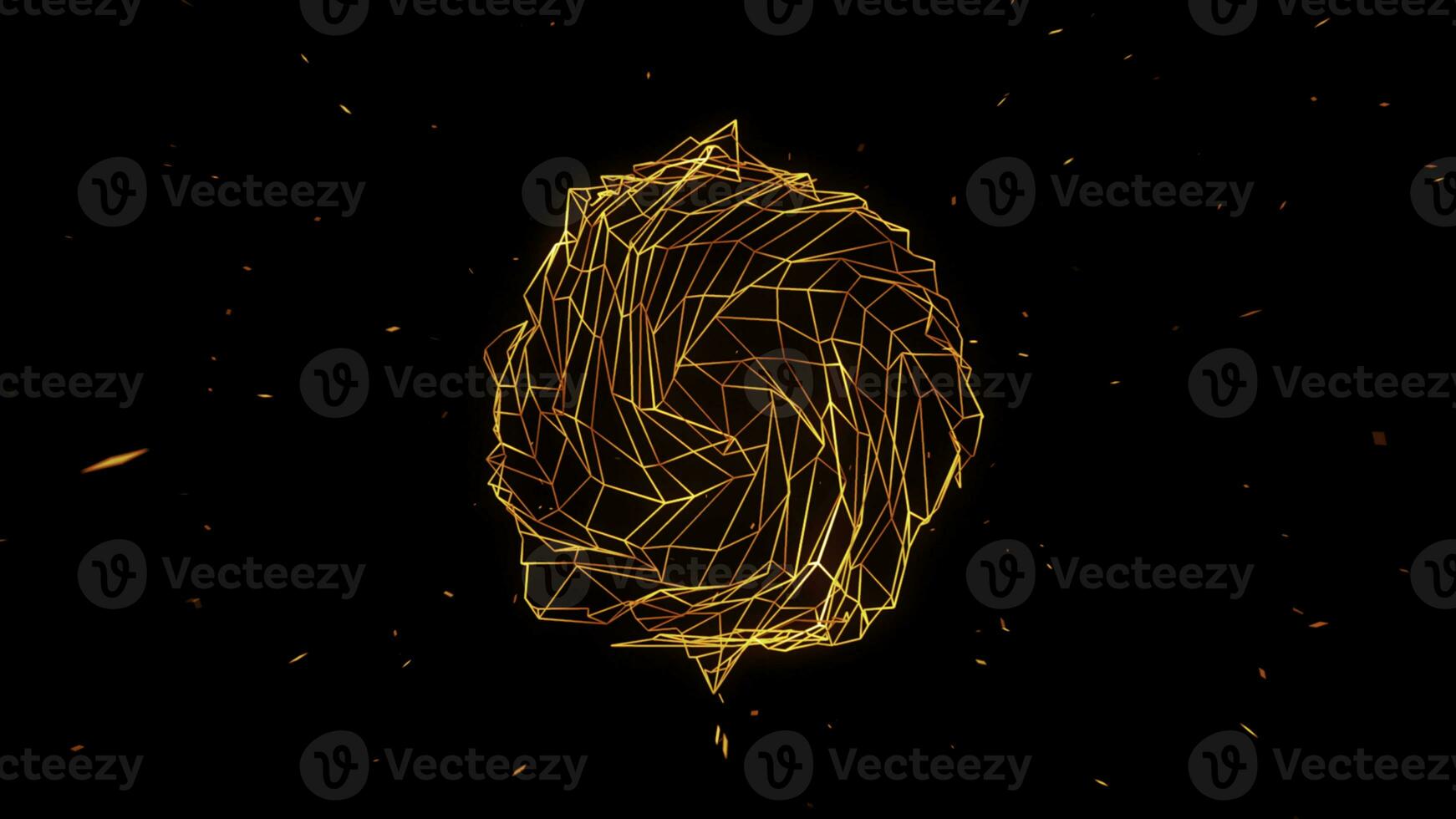 Abstract energy ball with electricity strikes isolated on a black background. Animation. Colorful sphere of connected lines. photo