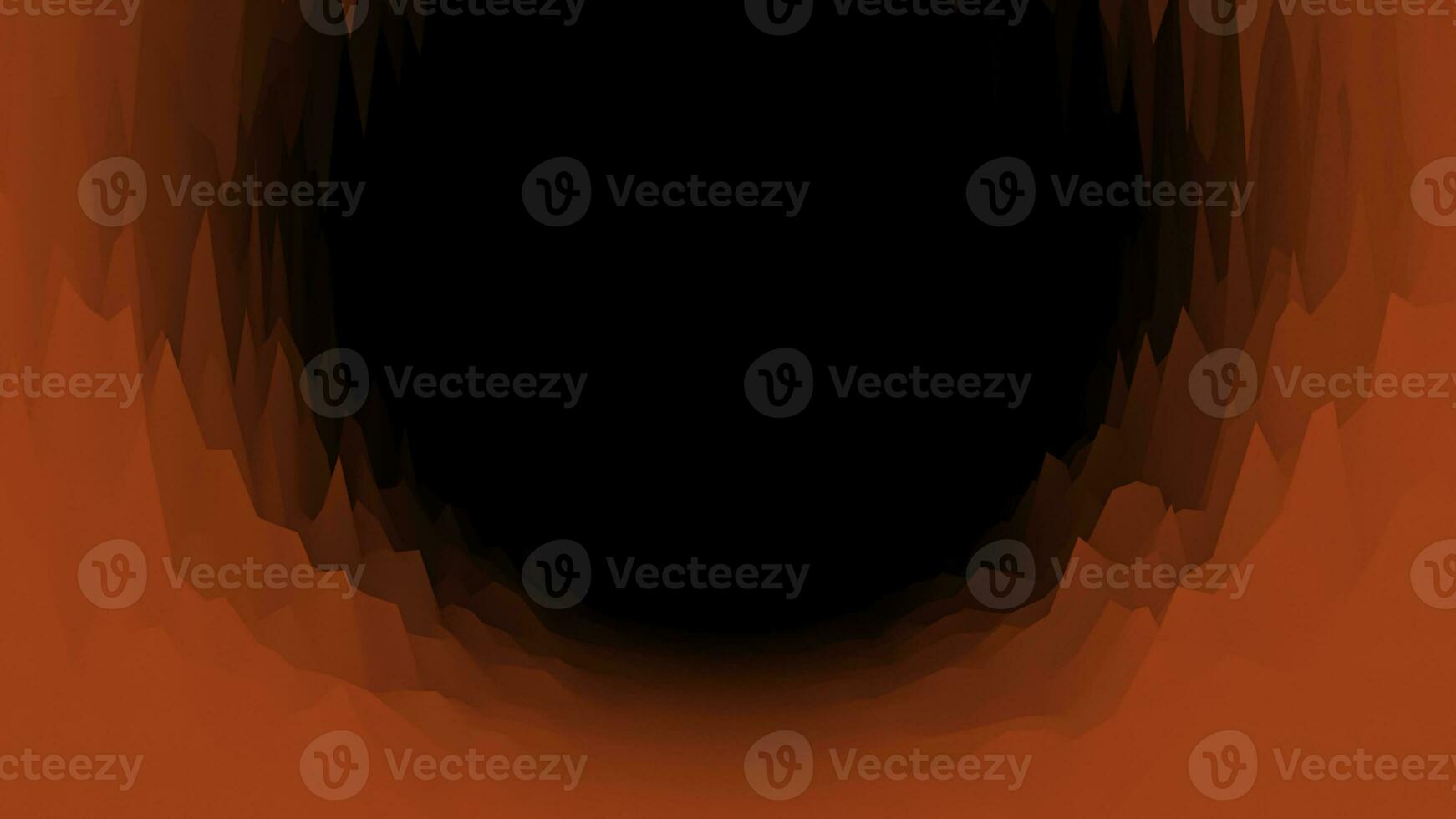 Abstract red cave with moving rocks on a black background. Animation. Scary tunnel leading to the complete dark. photo