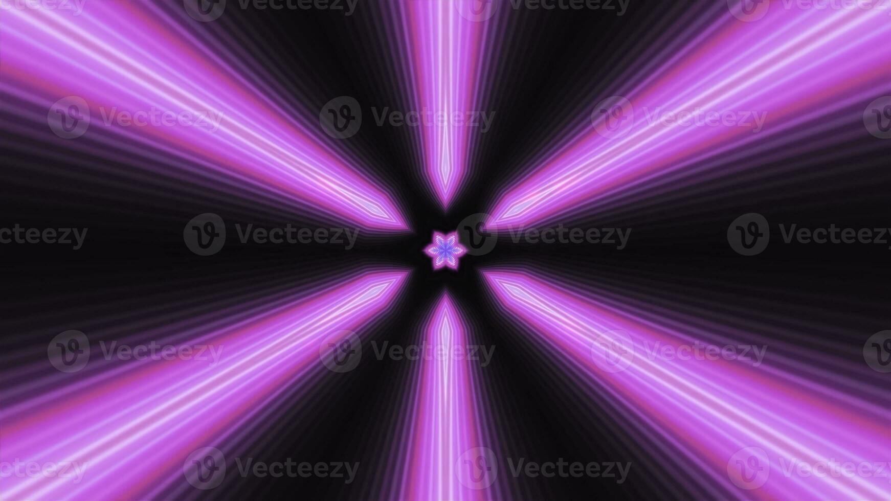 Psychedelic 3d animation with flashing lights and lines. Motion. Bright neon stream with flashing flower pattern. Tunnel flow with neon lines and flower photo