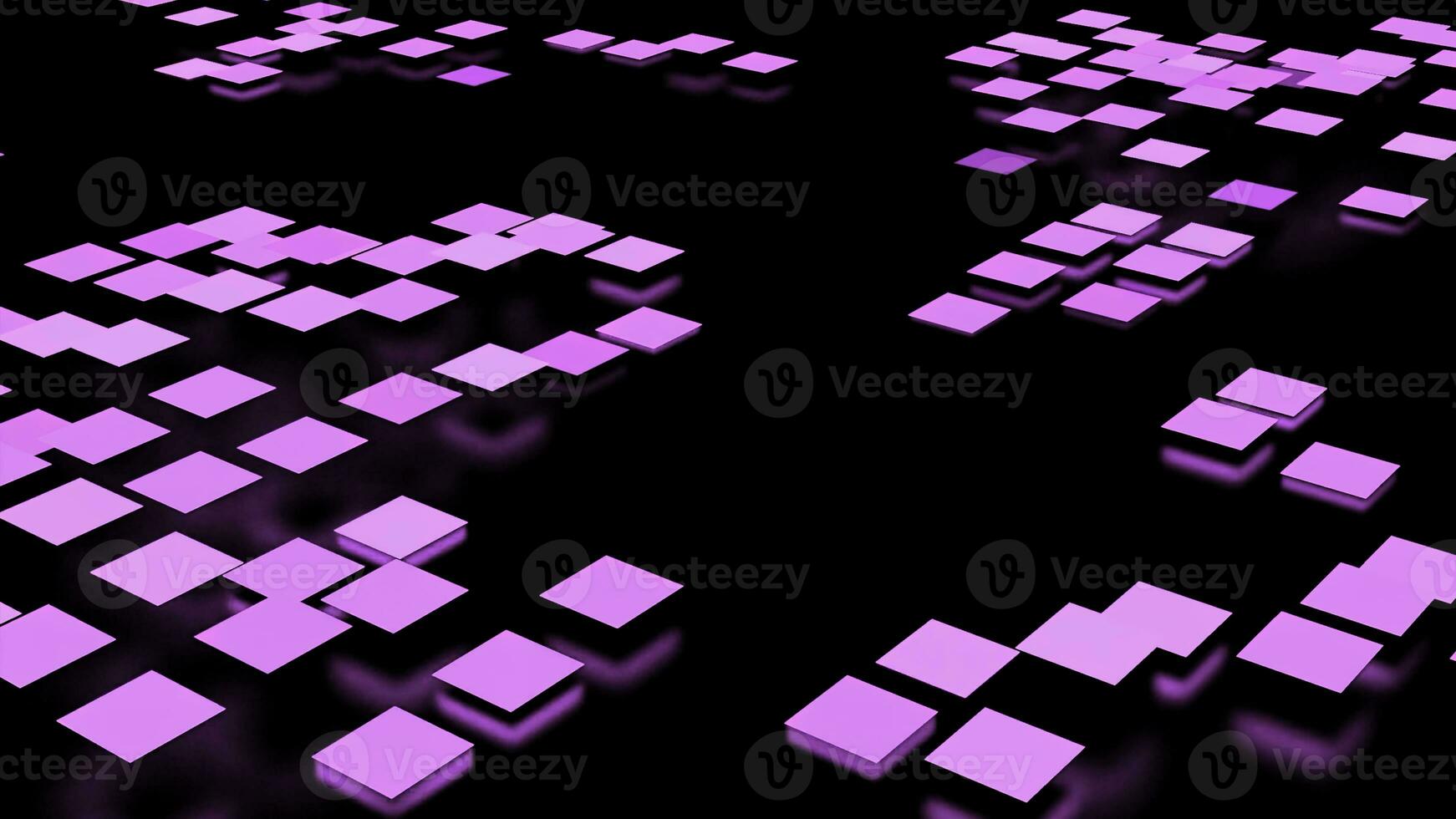 Abstract pink waving surface of small squares isolated on a black background. Design. Blinking and jumping field of squares. photo