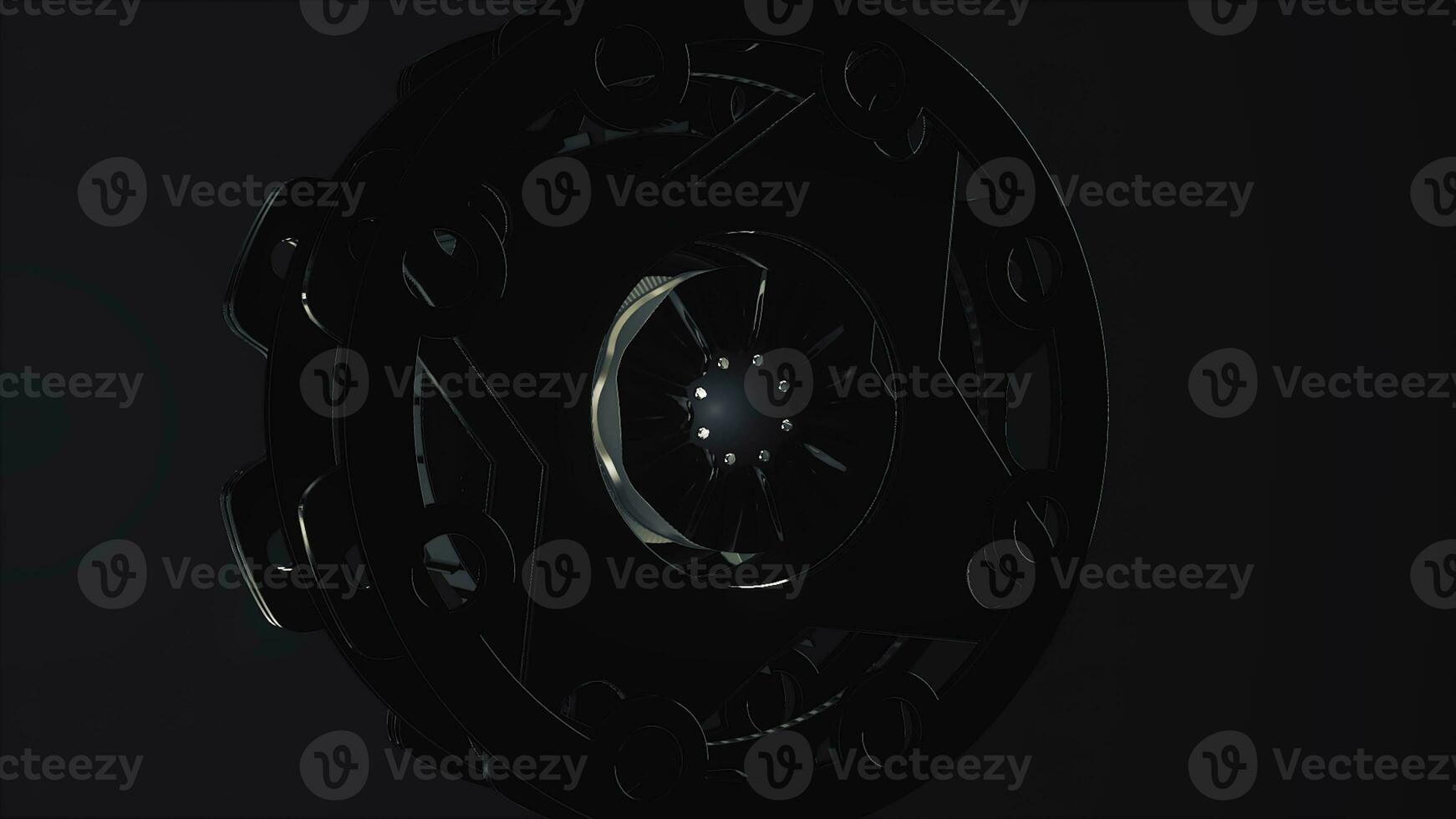 Abstract round animation, hi-tech stylization with circles. Futuristic effect. Central sight of wheels in technology. Animation of abstract round mechanism photo