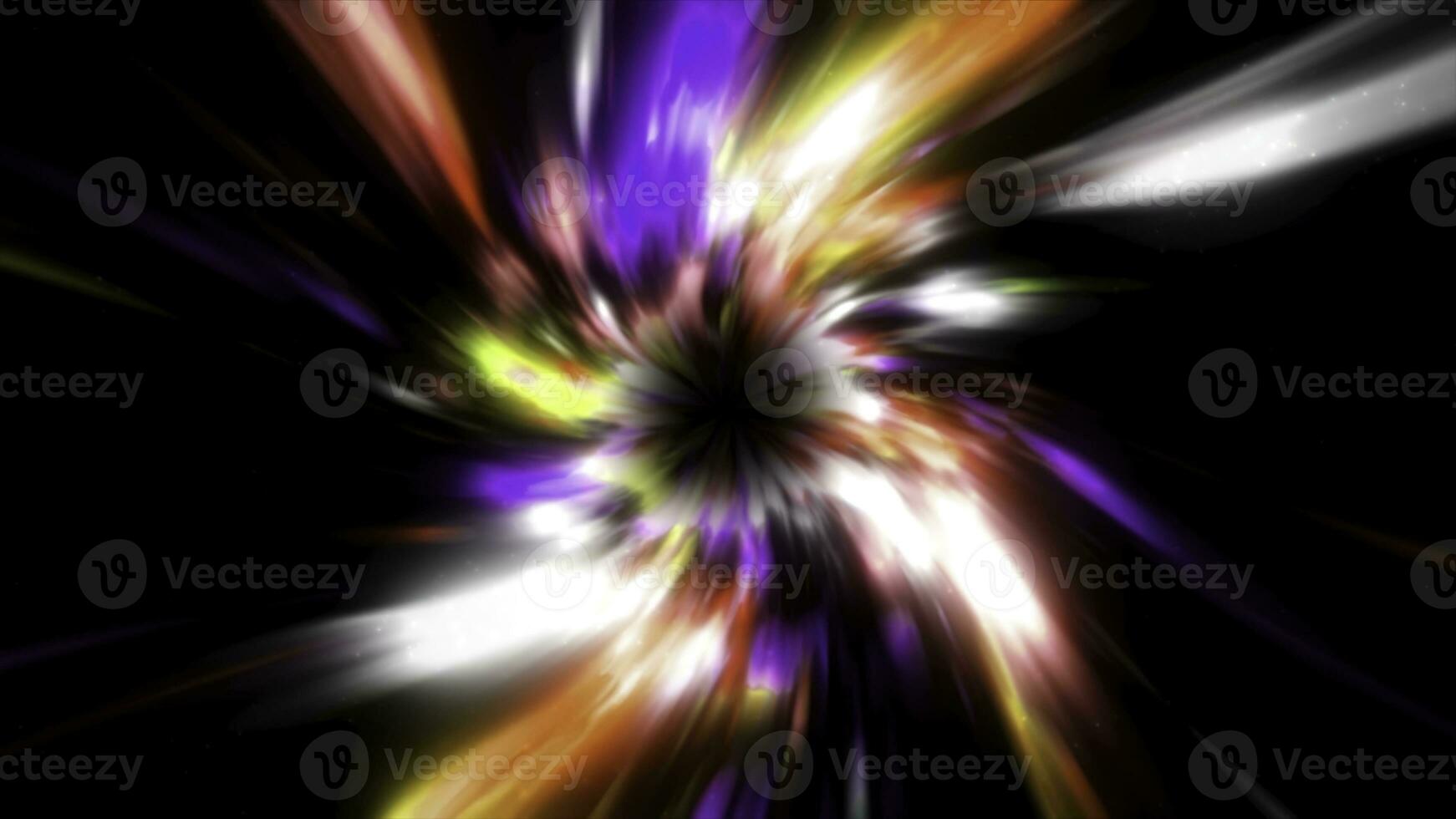 Colorful flow of energy disappears in dark. Motion. Tunnel with moving colorful shadows closes in dark. Spiritual portal made of stream of colorful spots and lines photo