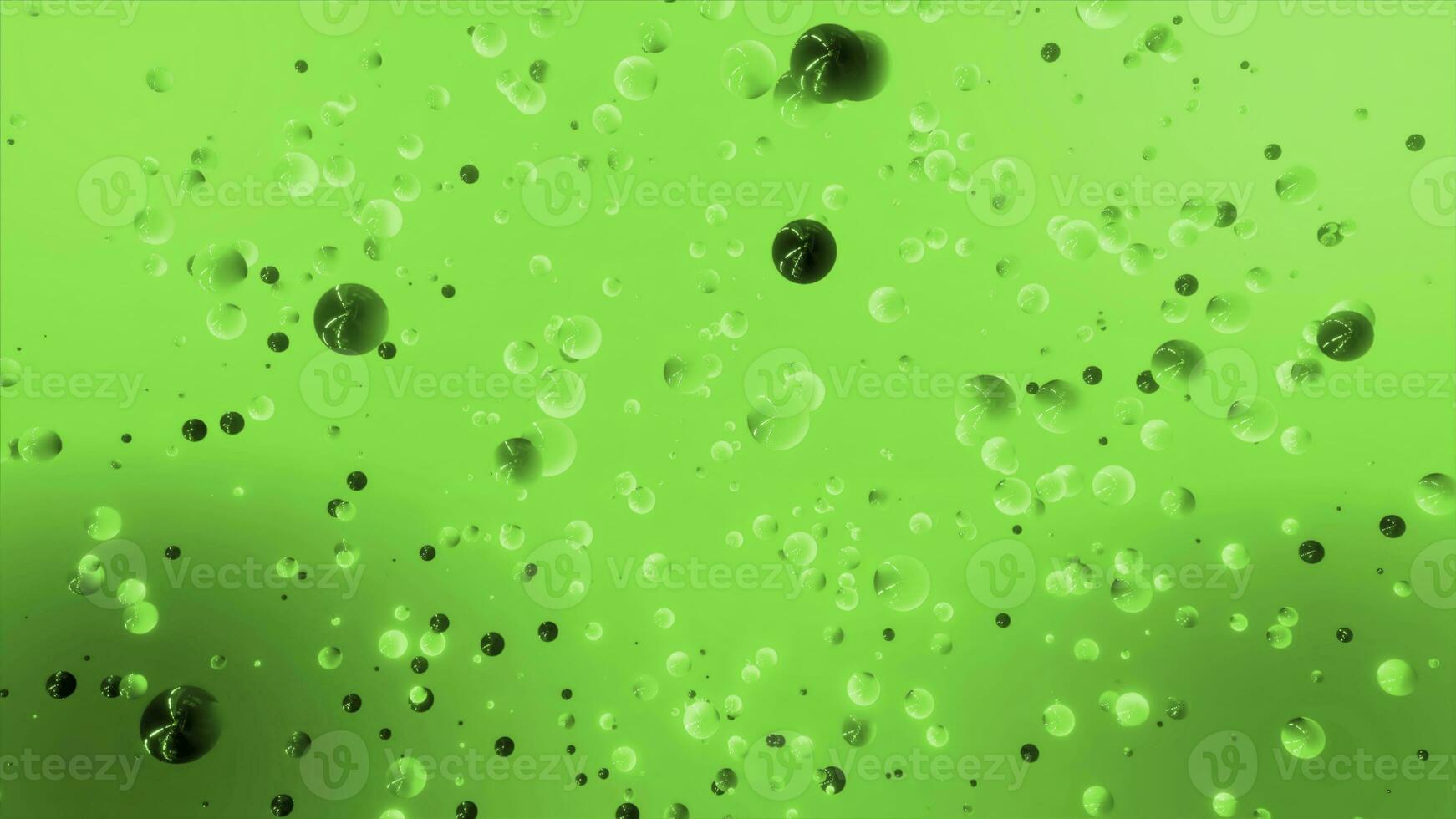 Dense bubbles flying in air. Motion. A lot of balls are moving chaotically in space. Balls or bubbles slowly fly in space. Rotating flow of round liquid molecules photo