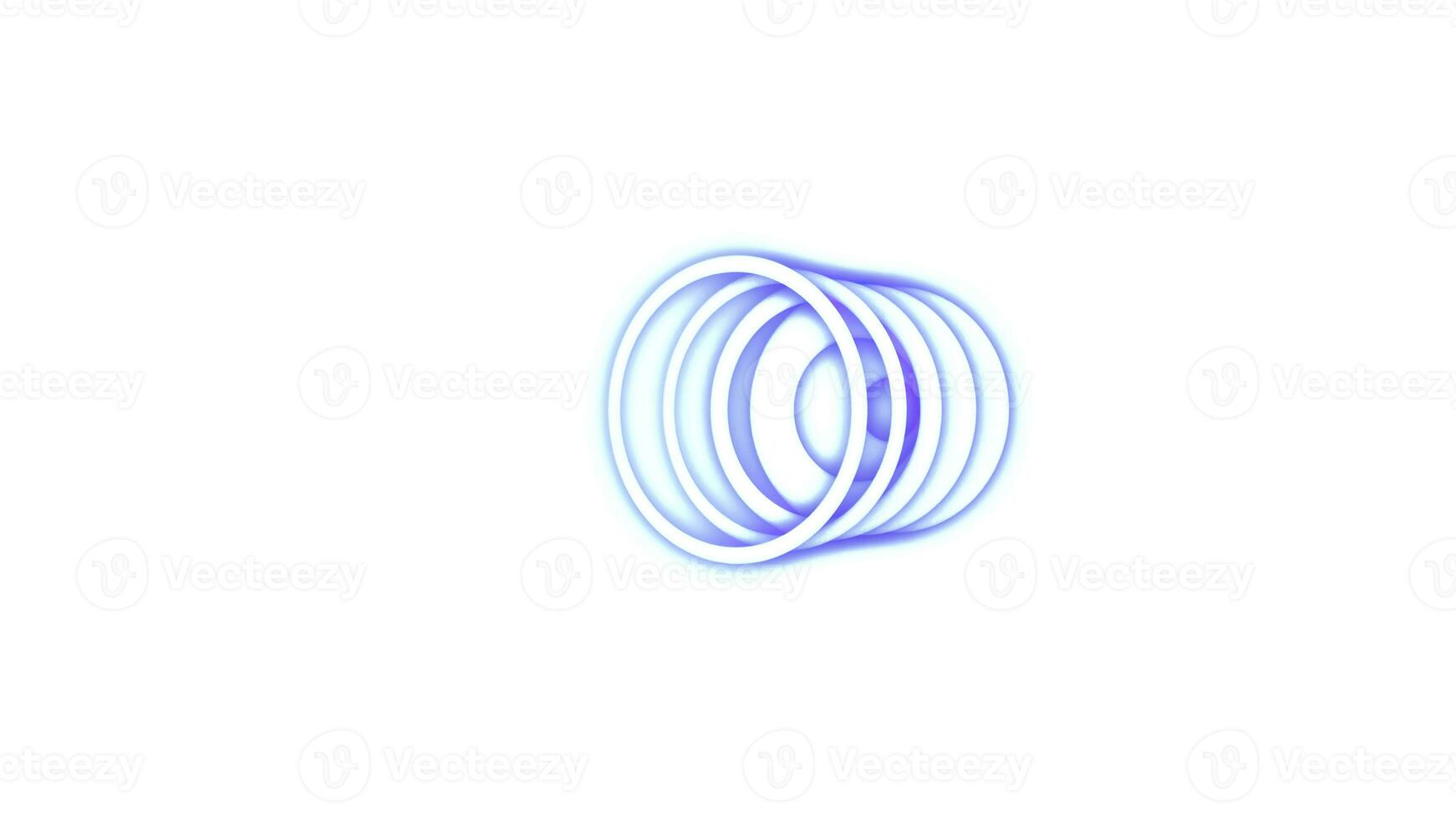 Abstract background of circles changing shapes on solid background. Animation. Row of rings changes its thickness in 3D volumes on simple background photo