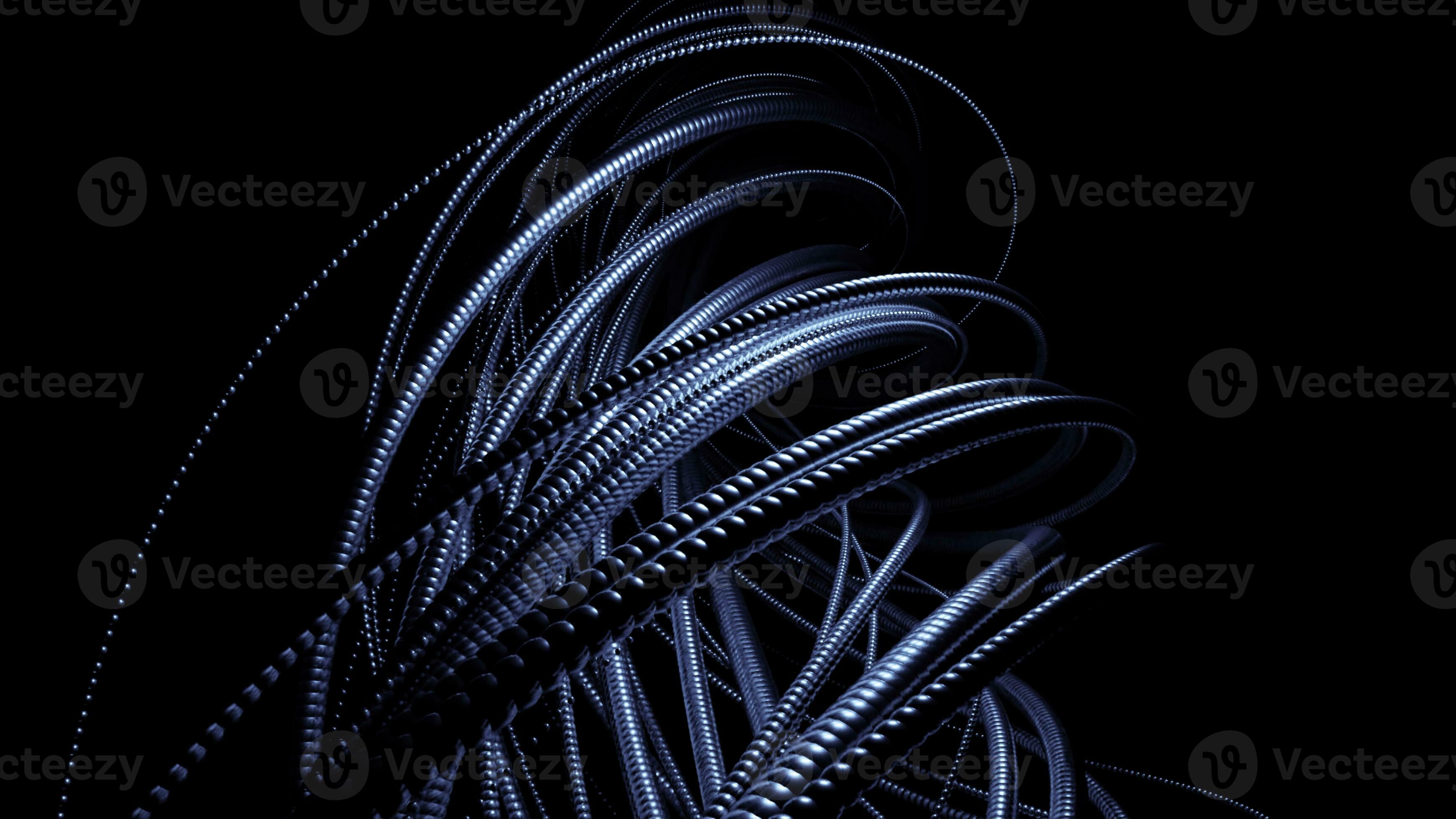 Abstract background with alien tentacles spinning on a black background